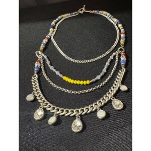 Premier Designs JESS Colorful Silvertone Multi-strand 18"-26" Necklace - beads